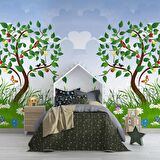 Meyve Ağaçlı Çocuk Odası Duvar Kağıdı Baskı