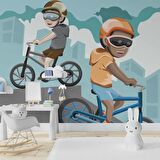 Bisikletli Çocuk, Çocuk Odası Duvar Kağıdı Baskı