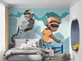Bisikletli Çocuk, Çocuk Odası Duvar Kağıdı Baskı