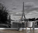 Siyah Beyaz Paris Eyfel Kulesi Duvar Kağıdı