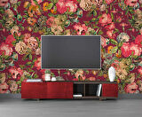 Pembe Gül Desenli Duvar Kağıdı