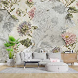 Pembe Gül ve Duvar Dokusu Desenli Duvar Kağıdı