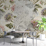 Pembe Gül ve Duvar Dokusu Desenli Duvar Kağıdı