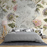 Pembe Gül ve Duvar Dokusu Desenli Duvar Kağıdı