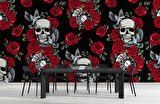 Kuru Kafa ve Kırmızı Gül Temalı Duvar Kağıdı