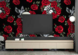 Kuru Kafa ve Kırmızı Gül Temalı Duvar Kağıdı