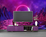 Bilim Kurgu Neon Daire Temalı Duvar Kağıdı