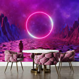 Bilim Kurgu Neon Daire Temalı Duvar Kağıdı