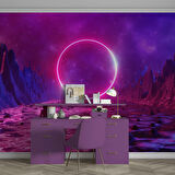 Bilim Kurgu Neon Daire Temalı Duvar Kağıdı