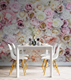 Pembe Beyaz Gül Desenli Duvar Kağıdı