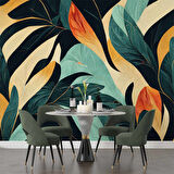 Sanatsal Yaprak Desenli Duvar Kağıdı