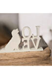 : Golden Retriever "LOVE" Temalı 3D Baskı Dekoratif Objeler