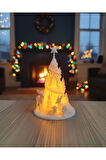 Kış Masalı Işıklı Noel Köyü - 3D Baskı Yılbaşı Dekorasyonu - (12x12x18cm)