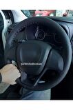 Fiat Doblo Uyumlu Deri Dikmeli Direksiyon Kılıfı Noktalı Siyah Ipli