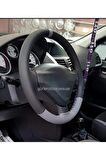 Fiat Doblo Uyumlu Dikmeli Direksiyon Kılıfı Iki Renkli Gri Yüzüklü