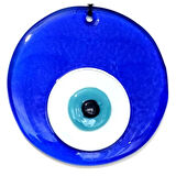 Şeffaf Mavi El Yapımı Cam Nazar Boncuğu Duvar Süsü Hediyelik Eşya