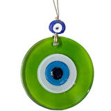 Şeffaf Yeşil Nazar Boncuklu Duvar Süsü 10 Cm Cam Duvar Dekoru