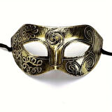 Altın Eskitme Yüz Maskesi - Antik Tarz Balo Maskesi