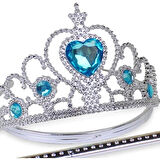 Karlar Ülkesi Mavi Kalpli Taşlı Elsa Tacı