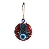 Fatma Ana Bereket Eli Desenli Nazar Boncuklu Duvar Süsü 10 Cm Cam Duvar Süsü