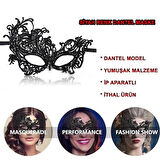 Siyah Renk Dantel Kesim Dantel İşlemeli Balo Parti Maskesi 1 No