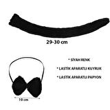 Peluş Siyah Renk Kuyruk ve Papyon Yetişkin Çocuk Uyumlu