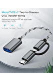Yüksek Hızlı Usb 3.0 Otg To Type C Micro Usb Data Şarj Çevirici Dönüştürücü Adaptör Hasır Kablo