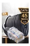 45 Metre Dış-İç Ortam Mekan Bakır Tel Cat6 Internet Kablosu Yüksek Hız 23 Awg 2 Katlı Ethernet Kablo