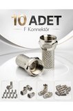 10 Adet F Konnektör Seti - Hızlı Quick, 90 Derece L Tipi, Dişi Dişi F Ara Bağlantı Uydu Anten TV Kablo Koaksiyel Konnektör Adaptör Seti Dayanıklı Metal Gövde Profesyonel Kullanım TV Uydu Bağlantı