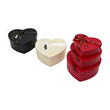 3PCS KALP MAT MİX RENKLİ KARTON HEDİYE KUTUSU KURDELALI 22X20-19X17-16X14CM (5365)