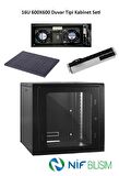 Ulusal 16U 600X600 Duvar Tip Kabinet seti 2li Duvar Tipi Fan 9lu PDU Priz 600mm Sabit Raf Dahil Set