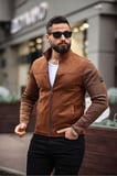 Premium Örme Triko Kol Dik Yaka Süet Ceket