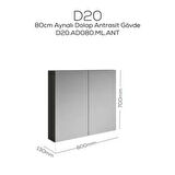 Creavit D20 Aynalı Dolap Antrasit