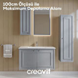 Kayra Lavabo Dolabı Kapaklı Mat Gri