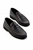Siyah Hakiki Deri Erkek Loafer Ayakkabı E01194032340