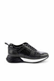 Siyah Siyah Kroko Hakiki Deri Erkek Sneaker E01310101203