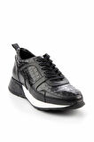 Siyah Siyah Kroko Hakiki Deri Erkek Sneaker E01310101203
