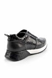 Siyah Siyah Kroko Hakiki Deri Erkek Sneaker E01310101203