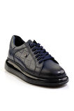 Lacivert Hakiki Deri Erkek Sneaker E01401099841