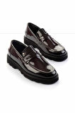 Bordo Açma Hakiki Deri Erkek Loafer Ayakkabı E01798103114