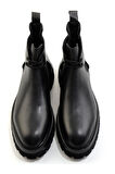 Siyah Hakiki Deri Erkek Bot & Bootie E02304093140