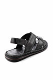 Siyah Hakiki Deri Erkek Sandalet E05804024103