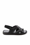 Siyah Hakiki Deri Erkek Sandalet E05804024103