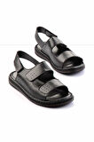 Siyah Hakiki Deri Erkek Sandalet E05804022243