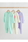 Next Baby %100 Pamuklu Pastel 3'lü Tulum Set