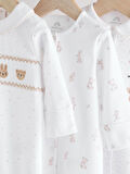 Next Baby Next Baby %100 Pamuklu Beyaz Hayvan Nakış Desenli 3'lü Tulum Set