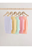 % 100 Pamuklu Pastel Renkler İp Askılı 5'li Body Zıbın Set
