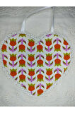 Mama Önlüğü Kalp Şeklinde Lale Motifli - Çok Renkli - Organik & El Yapımı