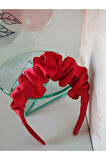 Saten Fırfır Taç - Kırmızı - Organik & El Yapımı
