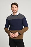 ALEXANDERGARDI RENK BLOKLU REGLAN KOL BİSİKLET YAKA KAZAK(E23-6708)